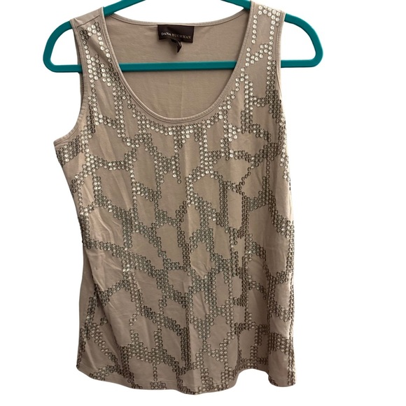 Dana Buchman Tan Sequin Embellished Tank Top - Picture 1 of 5